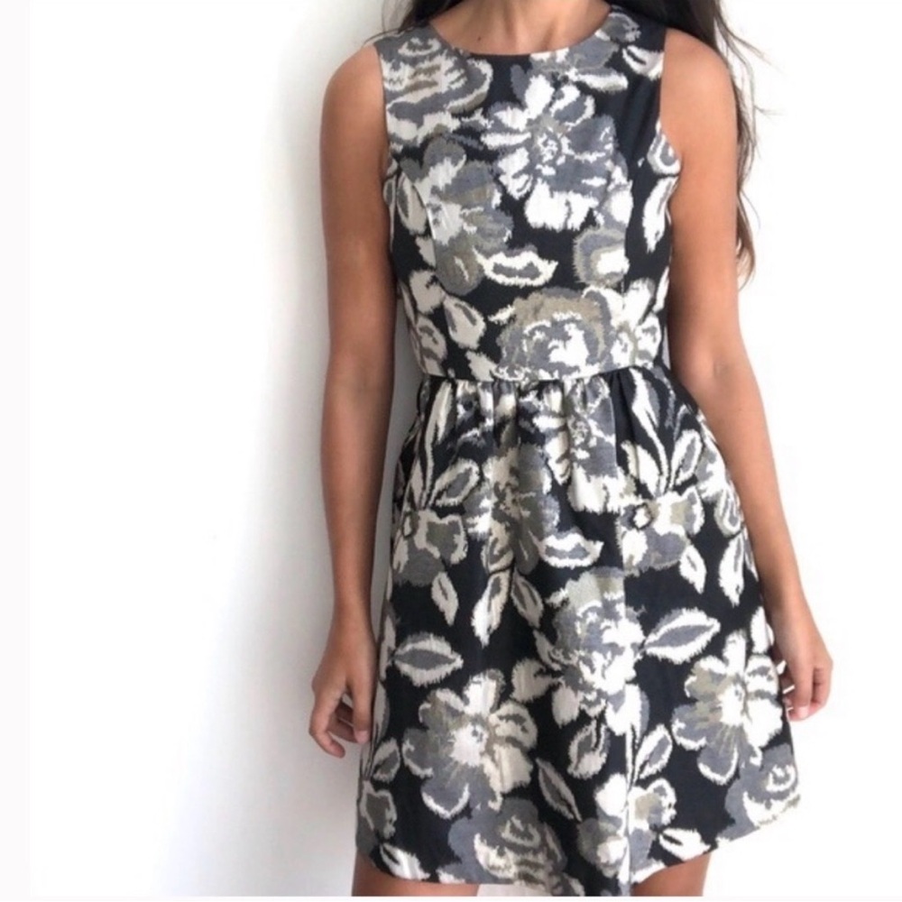 NWOT Tabitha for Anthropologie Metallic Floral Jacquard Dress   Size 10